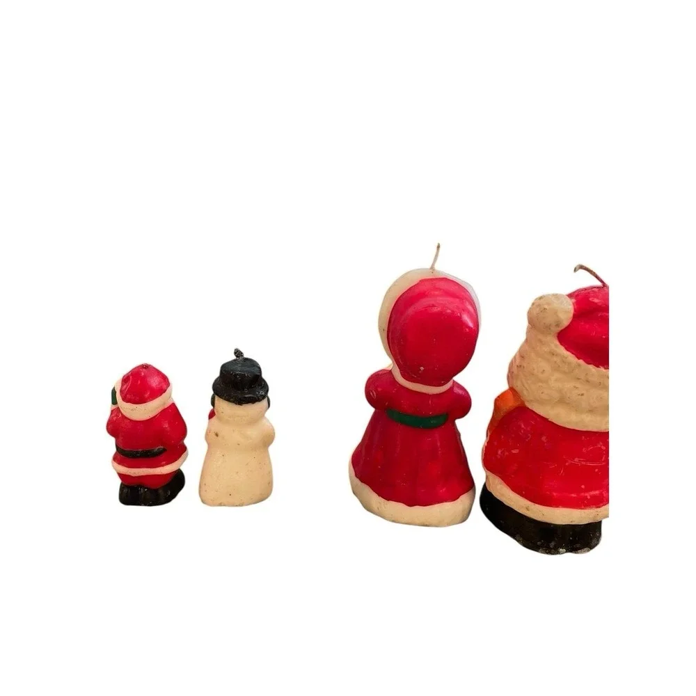 Vintage Christmas Candles Lot 8 Mid Century Red Green Santa Snowman Caroler MCM